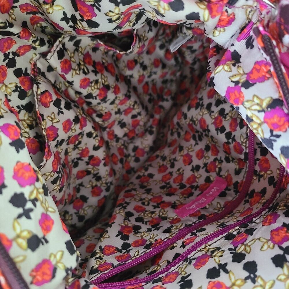 Vera Bradley Hadley Houndstooth Tweed Crossbody Pink Orange Purple Plum Bag Euc - Picture 4 of 4